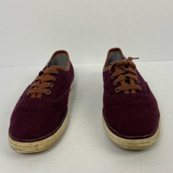 Keds Champion Wool Sneakers Low‎ Top Size 6 Wine Burgundy Casual Shoes Heathered - Picture 5 of 10
